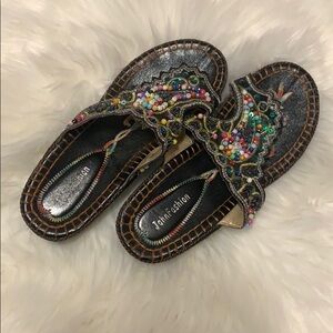 EUC Beaded Size 9 Sandals D3